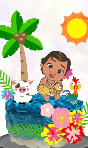 Kit com 5 arquivos de corte 06-MOANA TOPO DE BOLO (CAMADAS)