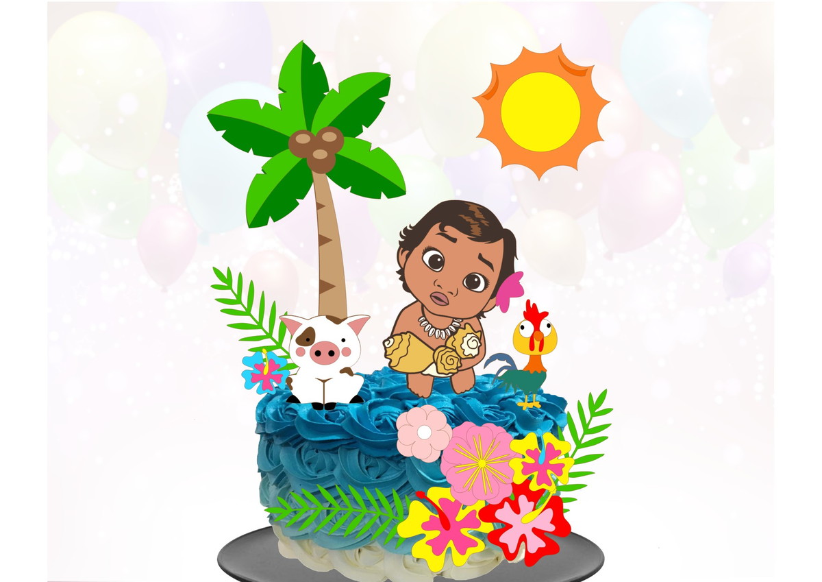 Kit com 5 arquivos de corte 06-MOANA TOPO DE BOLO (CAMADAS)