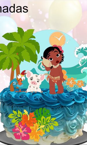 Kit com 5 arquivos de corte 07-MOANA TOPO DE BOLO (CAMADAS)