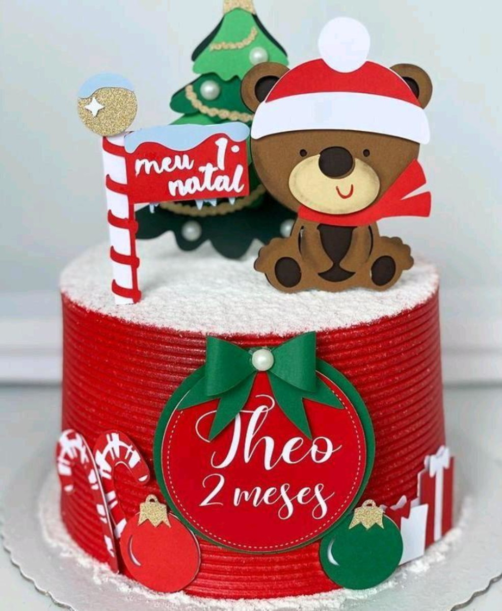 Kit com 5 arquivos de corte: 124-NATAL TOPO DE BOLO CAMADAS