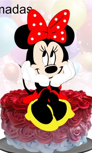 Kit com 5 arquivos de corte 25-MINNIE TOPO DE BOLO CAMADAS