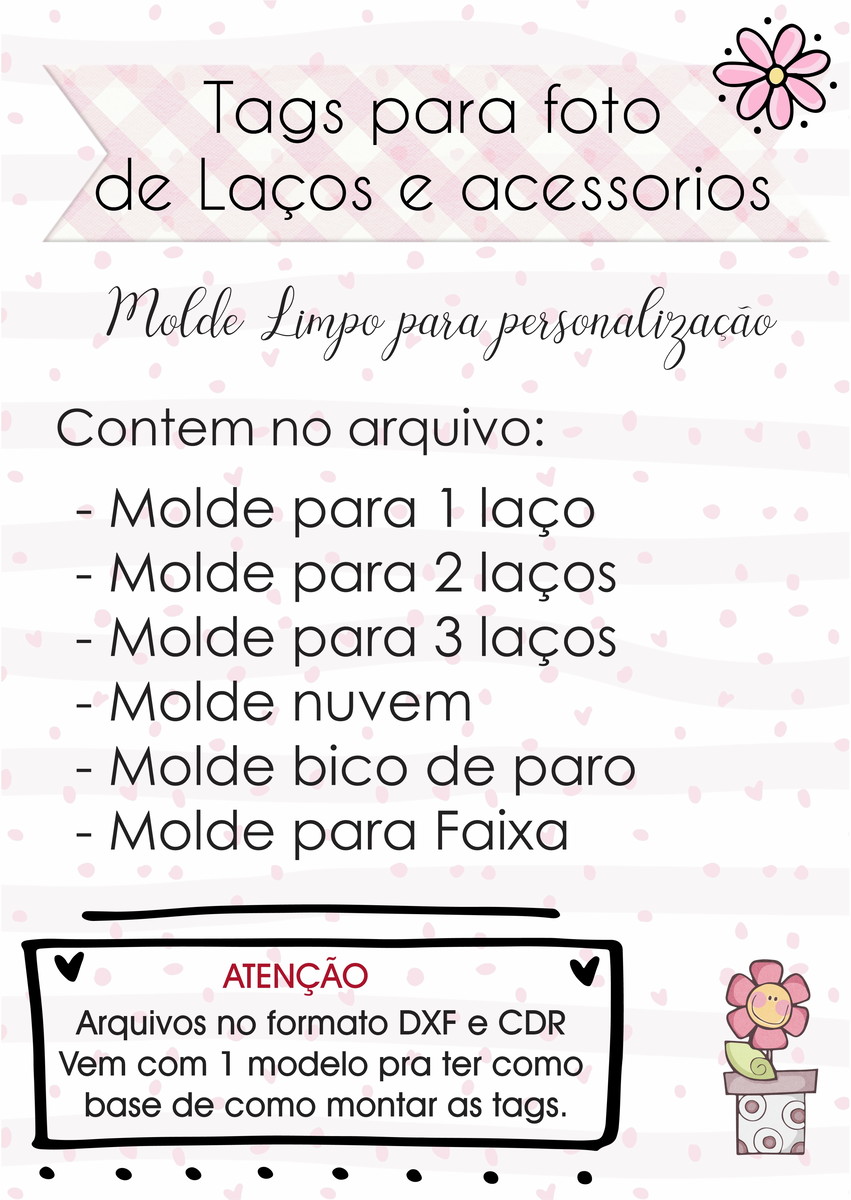 Kit Digital - 15 Moldes de Tags para Laços e Acessorios
