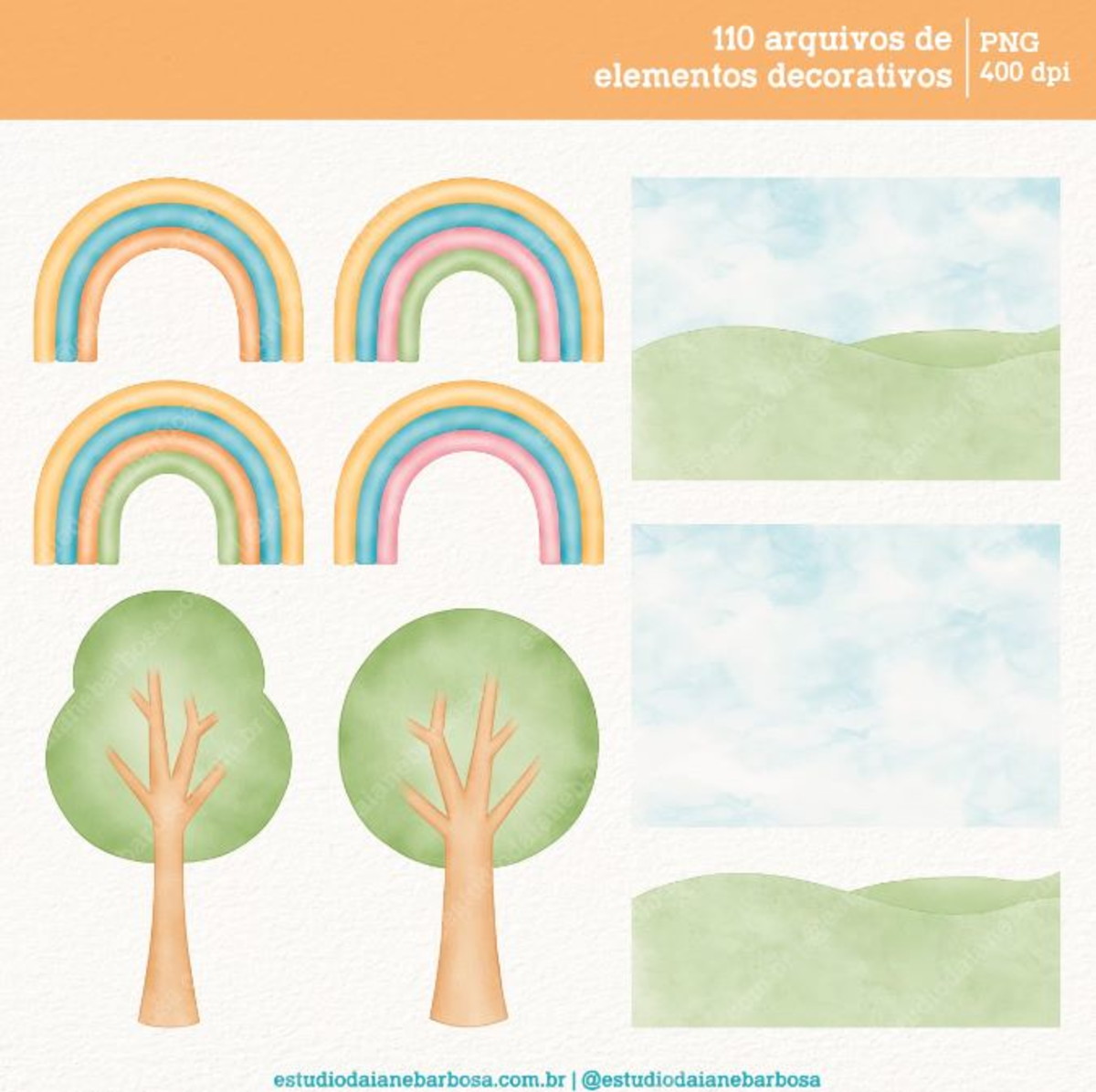 Kit Digital 365 Sorrisos - Cliparts Aquarela - Imagem 4