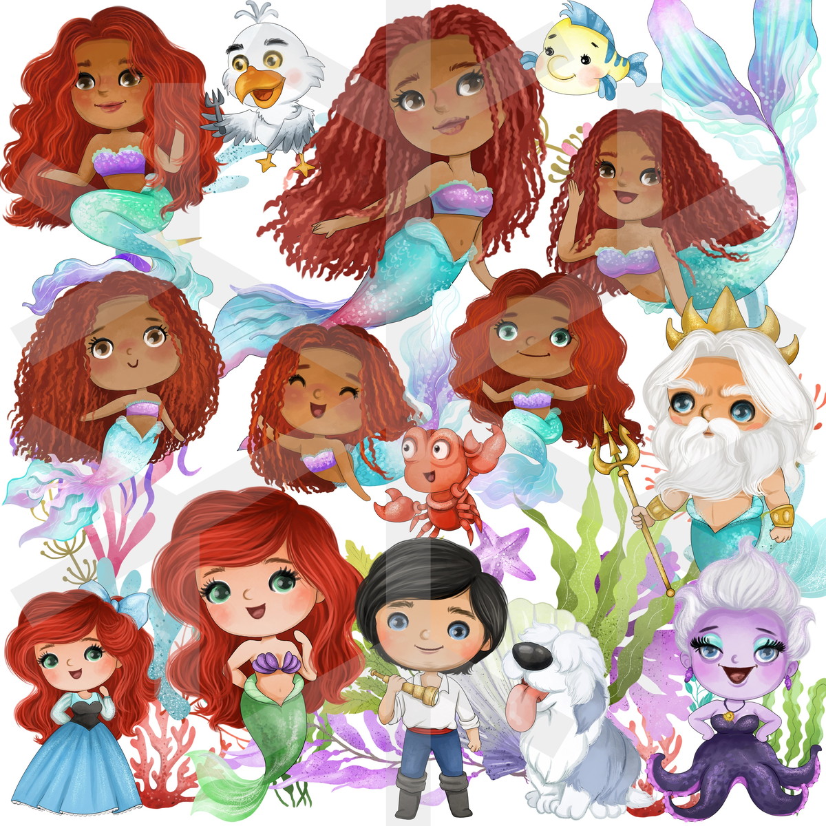 Kit Digital a Pequena Sereia Aquarela