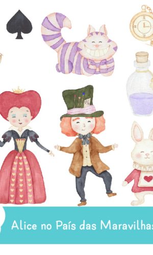 Kit Digital - Alice no País das Maravilhas Aquarela 03