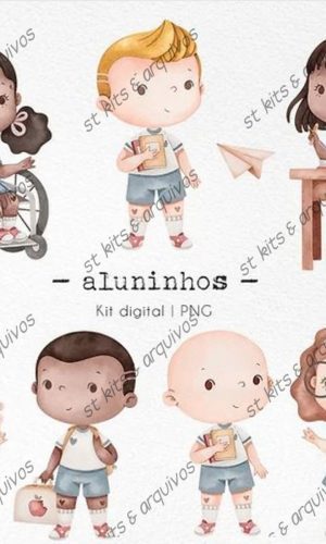 Kit Digital Aluninhos em Aquarela