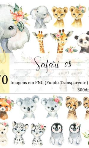 Kit Digital - Animais Da África Aquarela