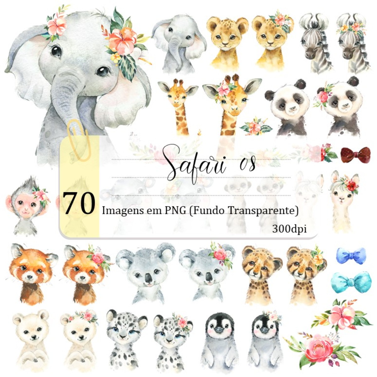 Kit Digital - Animais Da África Aquarela