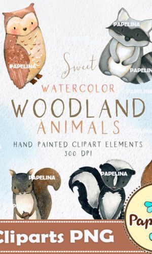 Kit Digital Animais da Floresta Aquarela