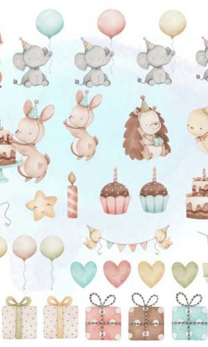 Kit Digital - Aniversário Aquarela (cod. 0290)