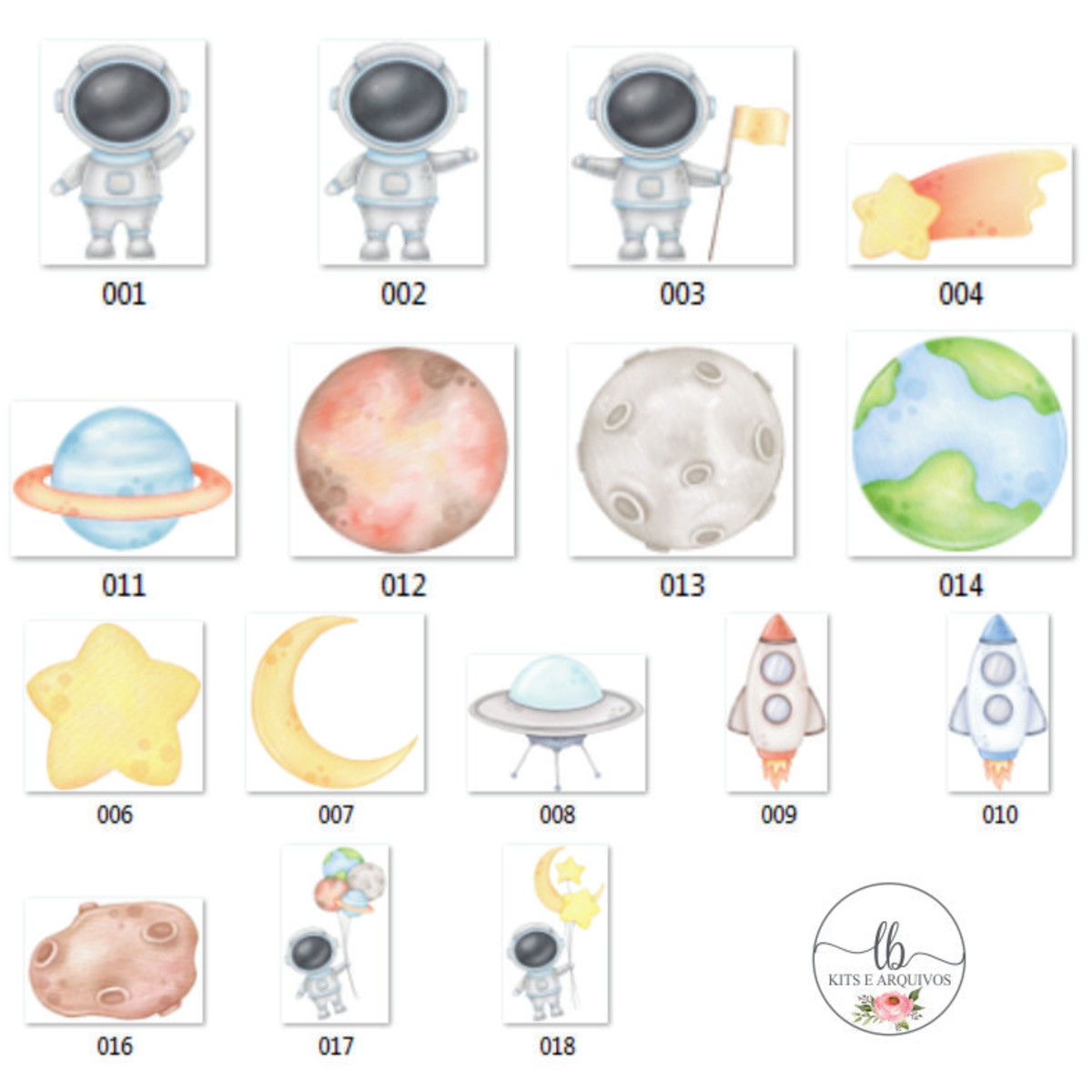 Kit Digital Aquarela - Astronauta/espaço - Imagem 2