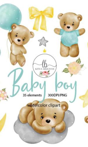 Kit Digital Aquarela - Baby Boy