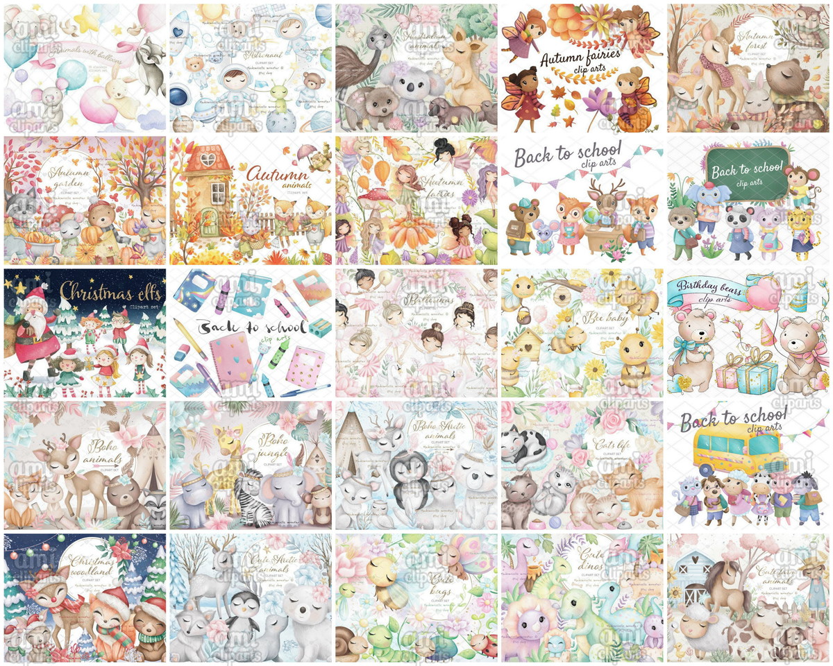 Kit Digital Aquarela Combo 86 Kits - Imagem 2