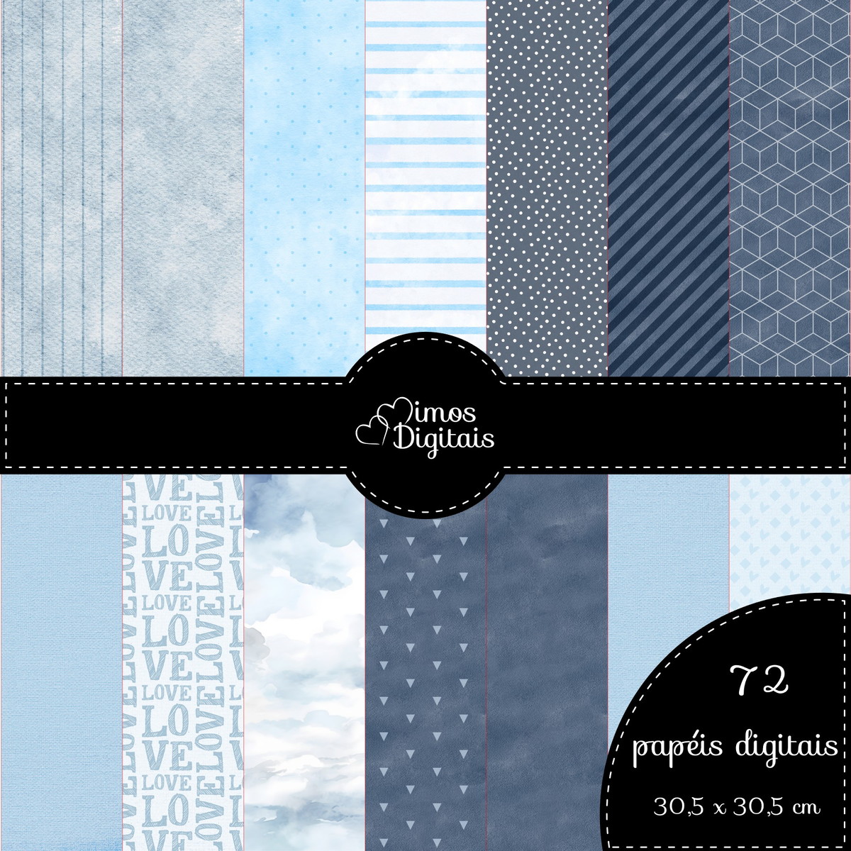 Kit Digital Aquarela Azul - Imagem 5
