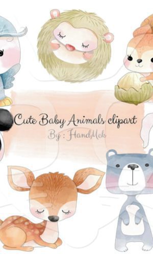 Kit digital aquarelado animais baby
