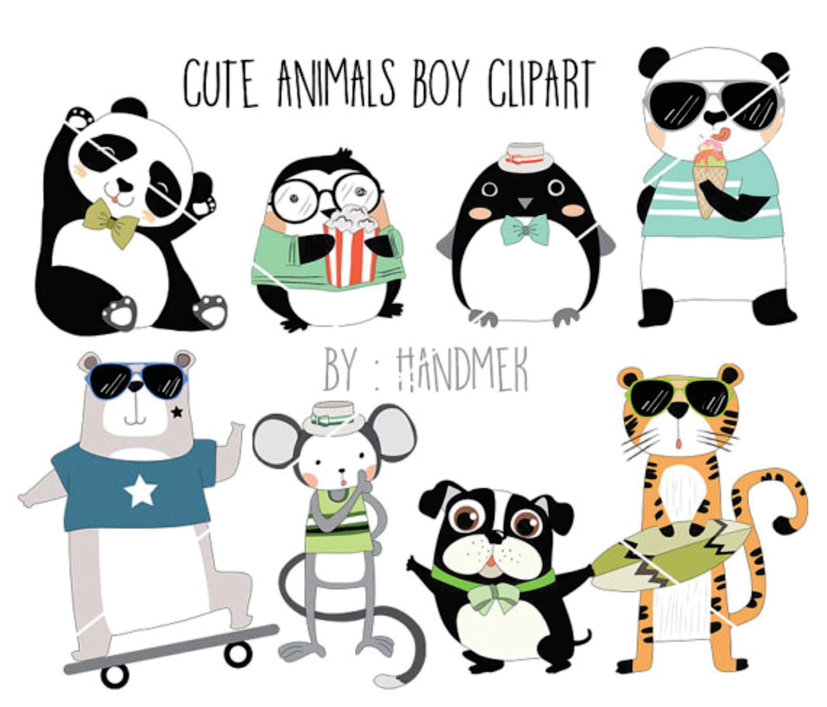 Kit digital aquarelado animais fofos
