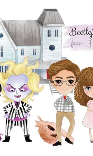 Kit digital aquarelado Beetlejuice - Os Fantasmas Se Diverte