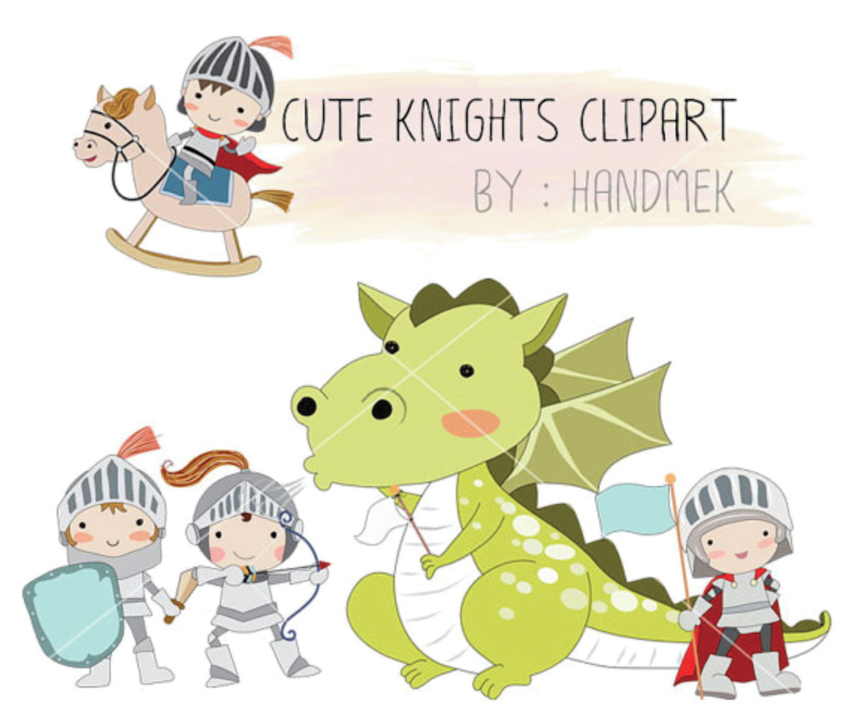 Kit digital aquarelado Cavalheiros e Dragão