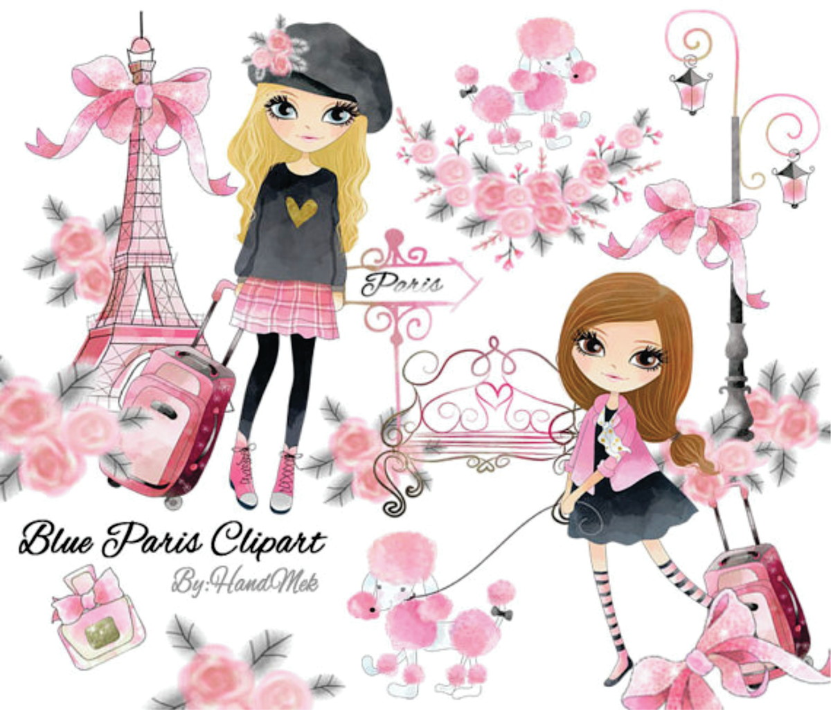 Kit digital aquarelado fashion