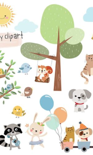 Kit digital aquarelado festa dos animais