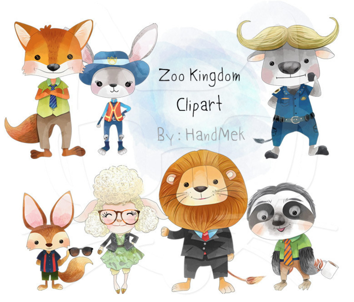 Kit digital aquarelado Filme Zootopia