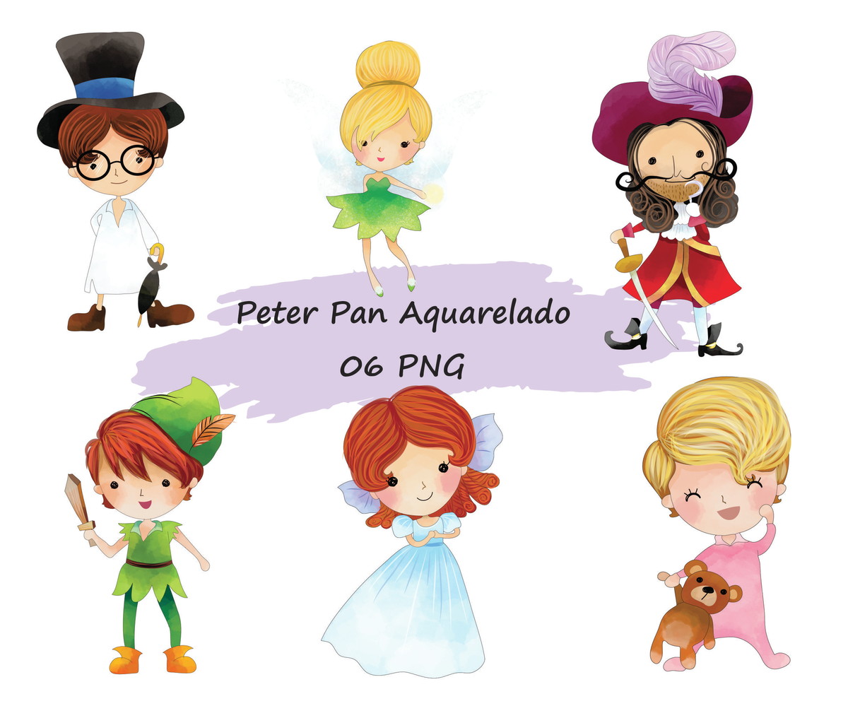 Kit digital aquarelado Peter Pan fofo