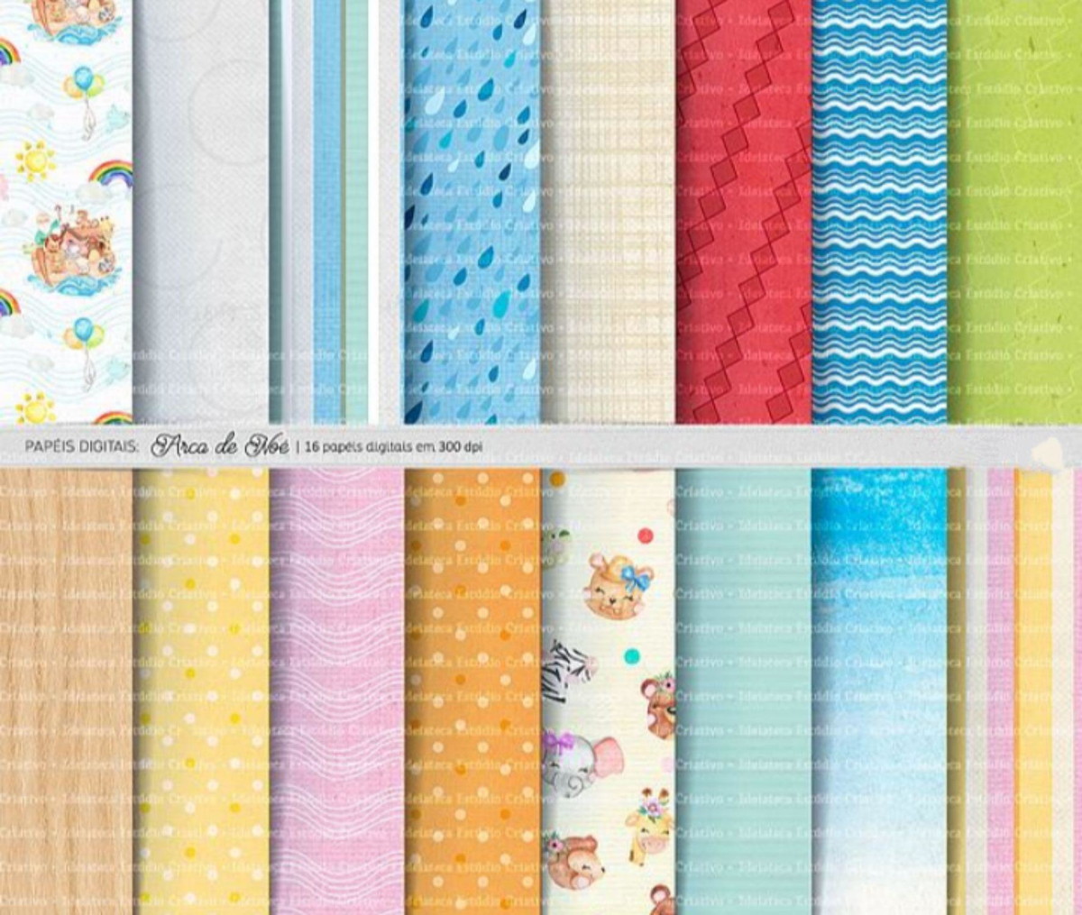 Kit Digital Arca de Noé Aquarela/+20kits Cod:3636 - Imagem 2