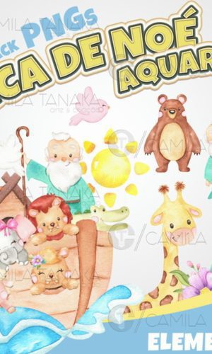 Kit Digital Arca de Noé Aquarela (pague 1 Leve 3)