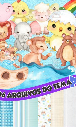 Kit Digital Arca de Noe Aquarela 01 Png
