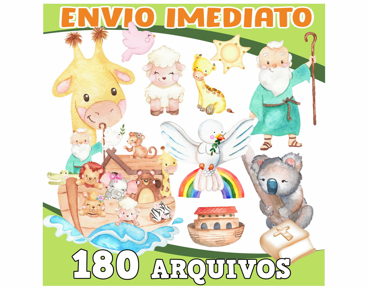 Kit Digital Arca de Noé Aquarela - Imagem 2