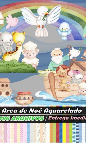 kit Digital Arca de Noé Aquarelado