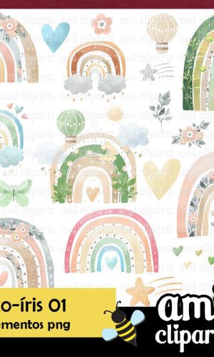 Kit Digital Arco Iris Aquarela