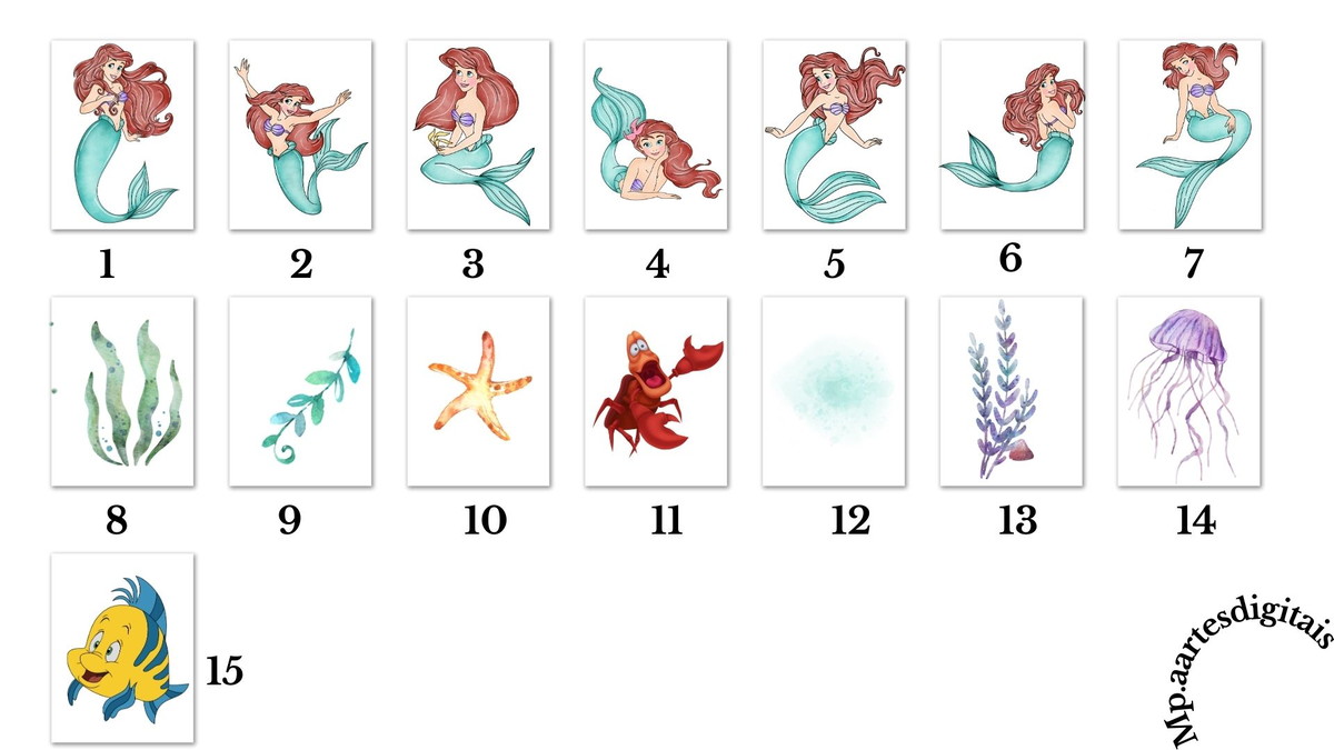 Kit Digital Ariel Aquarela Png 005 Compre 1 Leve 2 - Imagem 2