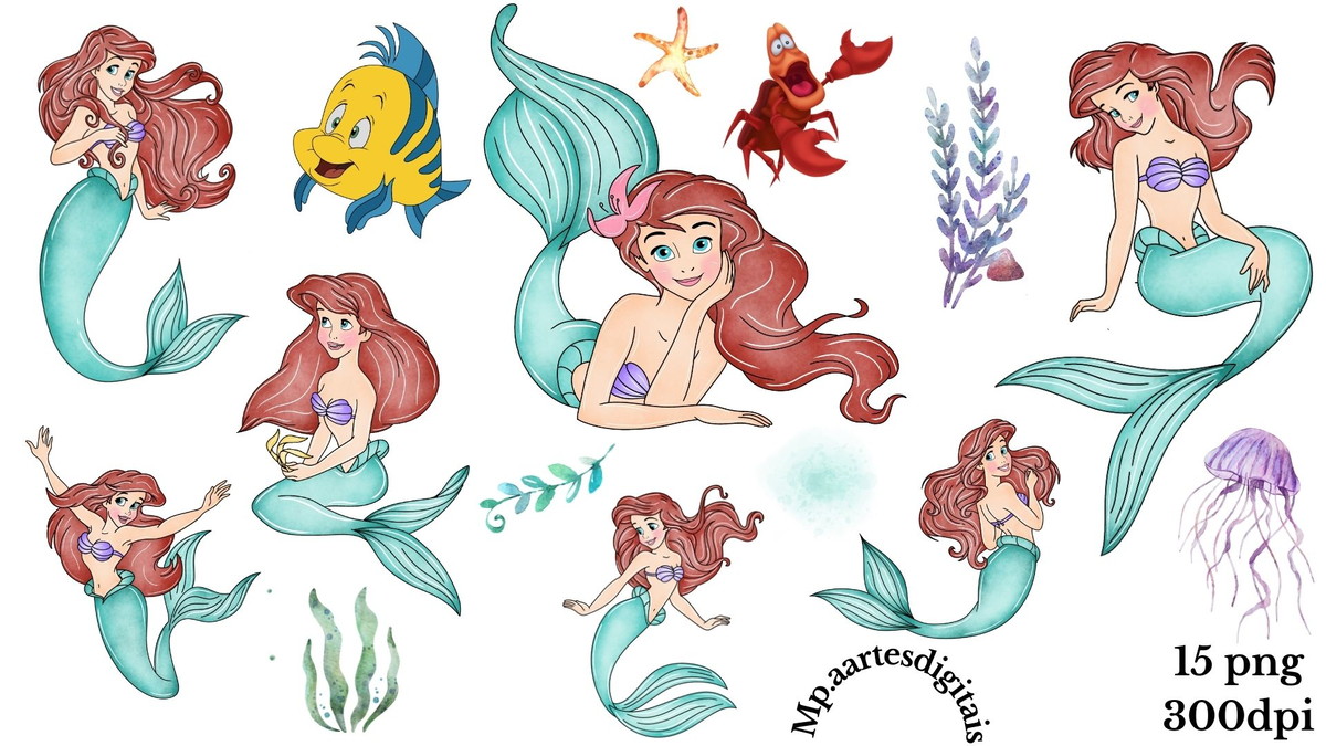Kit Digital Ariel Aquarela Png 005 Compre 1 Leve 2