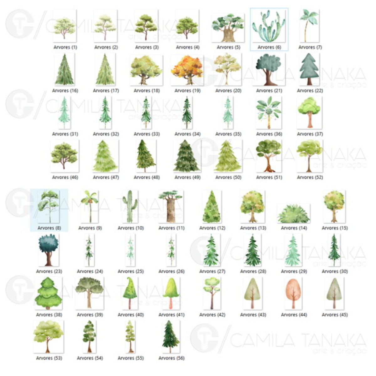 Kit Digital Arvores Aquarela 3 (pague 1 Leve 3) - Imagem 2