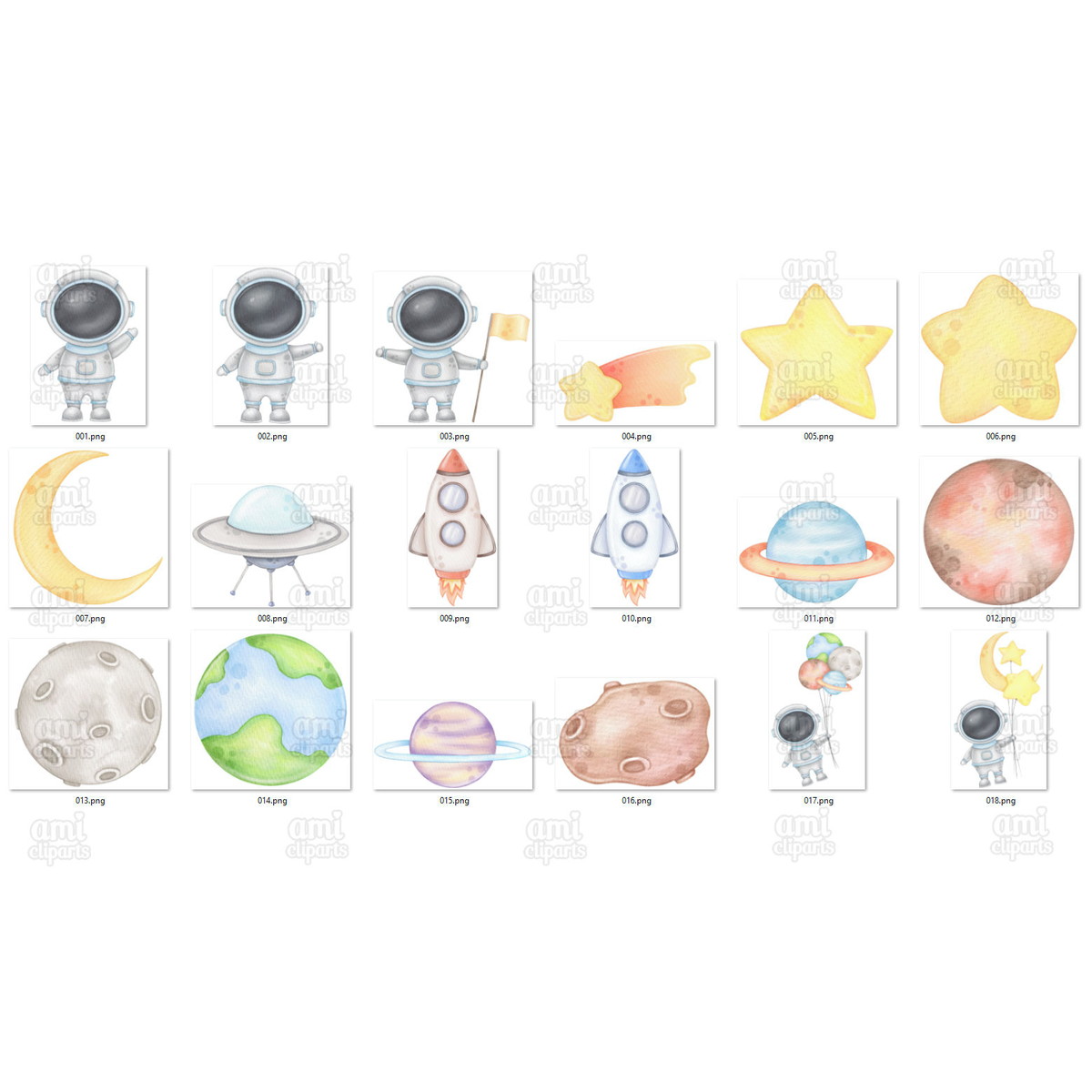Kit Digital Astronautas Aquarela - Imagem 2
