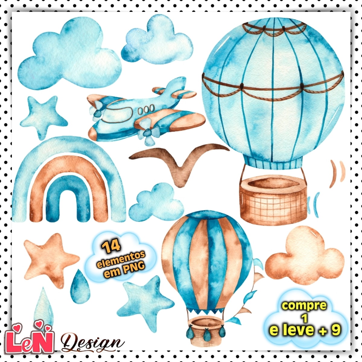 Kit Digital Aviador Aquarela