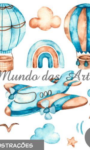 Kit Digital Aviador Aquarela + 2 Kits de Brinde!!!
