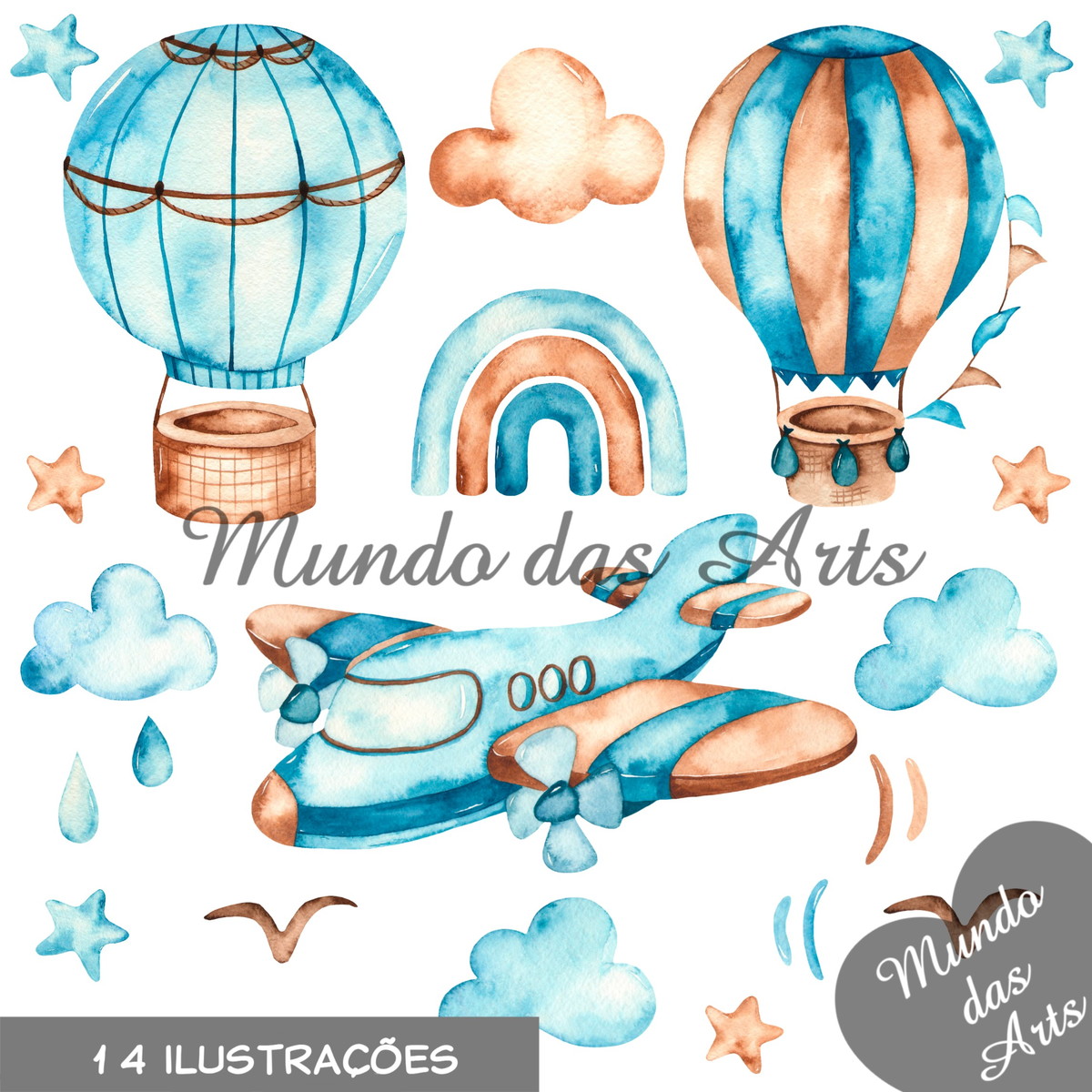 Kit Digital Aviador Aquarela + 2 Kits de Brinde!!!