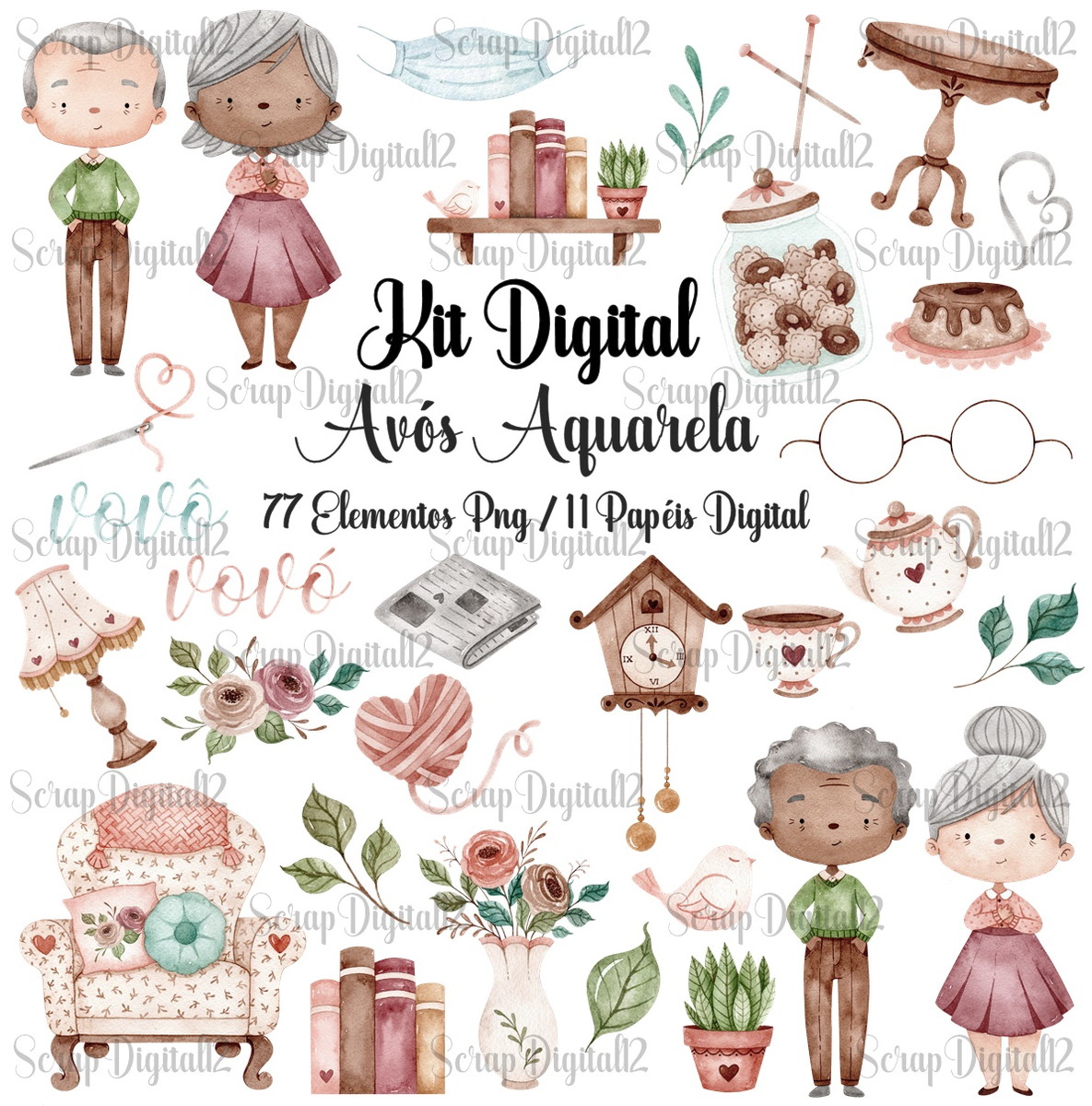 Kit Digital - Avós Aquarela