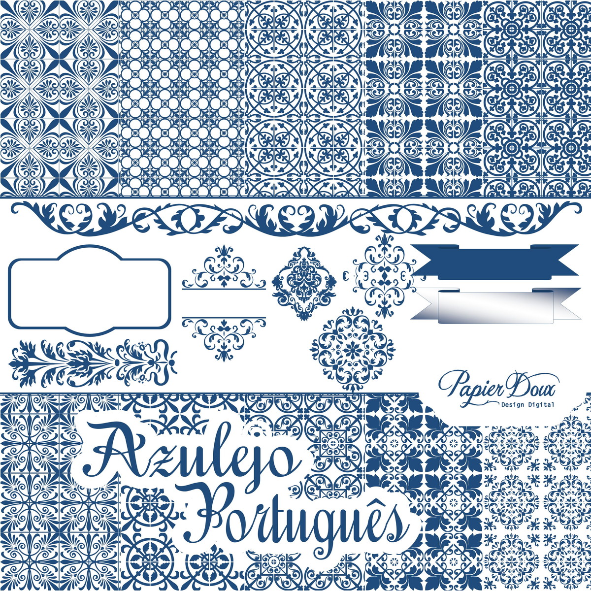 Kit Digital Azulejo Português Azul