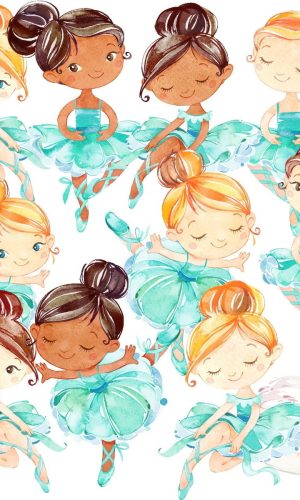 Kit Digital Bailarinas Aquarela Azul 636