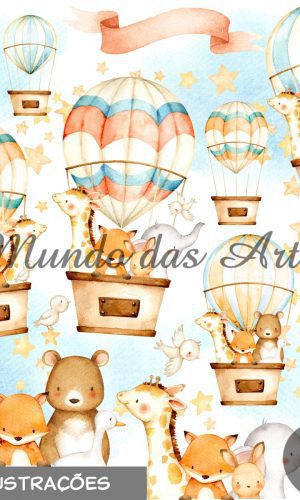 Kit Digital Balão Aquarela + 2 Kits de Brinde!!!