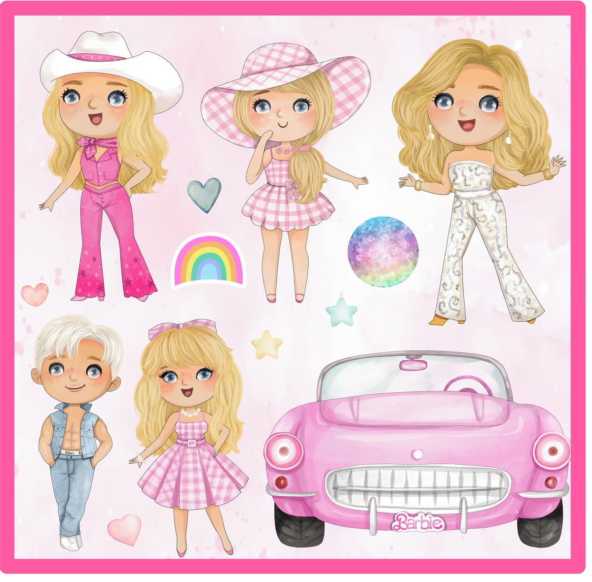 Kit Digital Barbie Cute Aquarela Barbie Fofinha Png - Imagem 4
