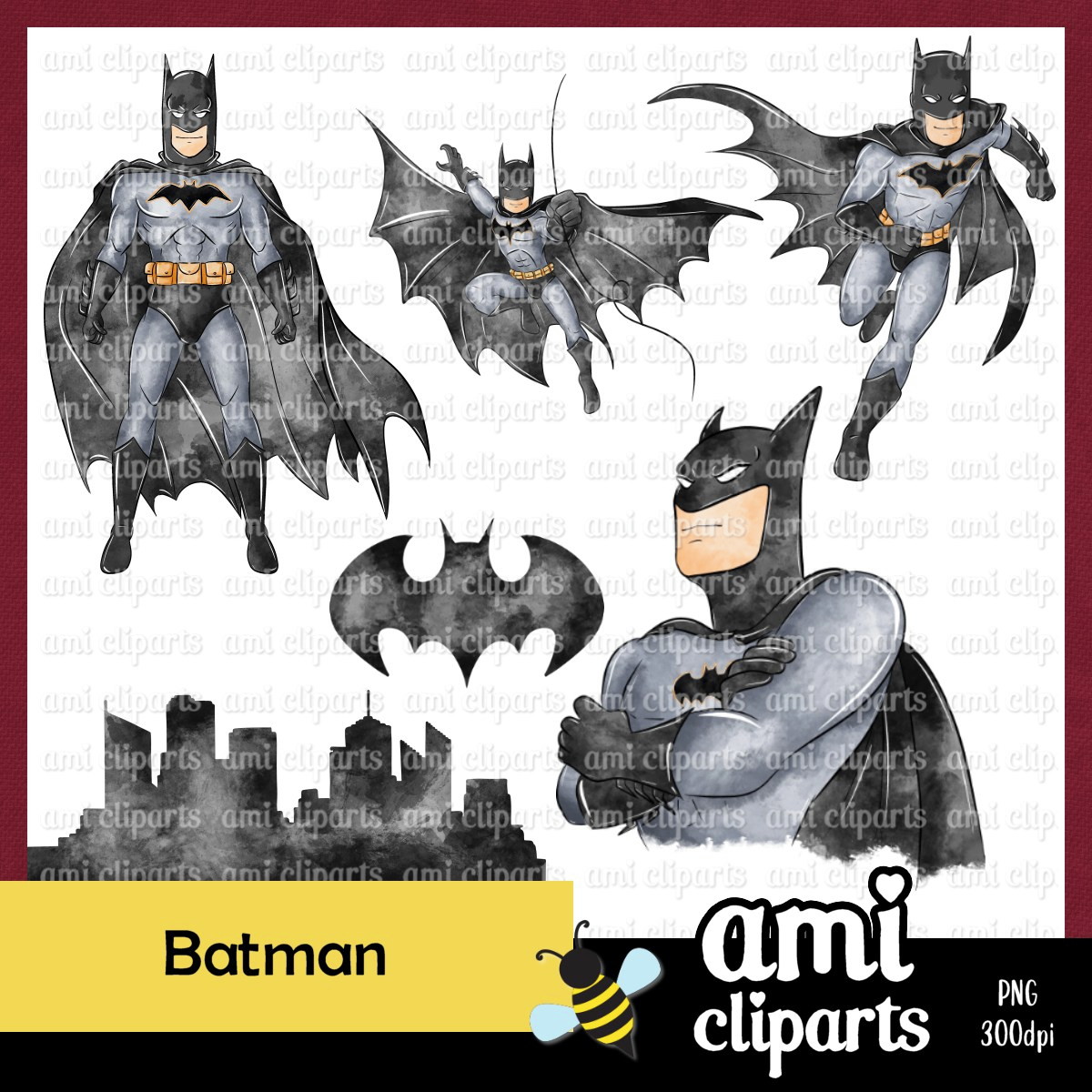 Kit digital Batman Aquarela