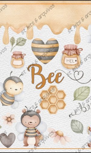 Kit Digital Bee • Abelha Em Aquarela
