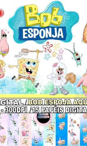 Kit Digital Bob Esponja Aquarela