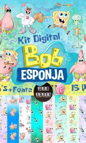 Kit Digital Bob Esponja - Aquarela