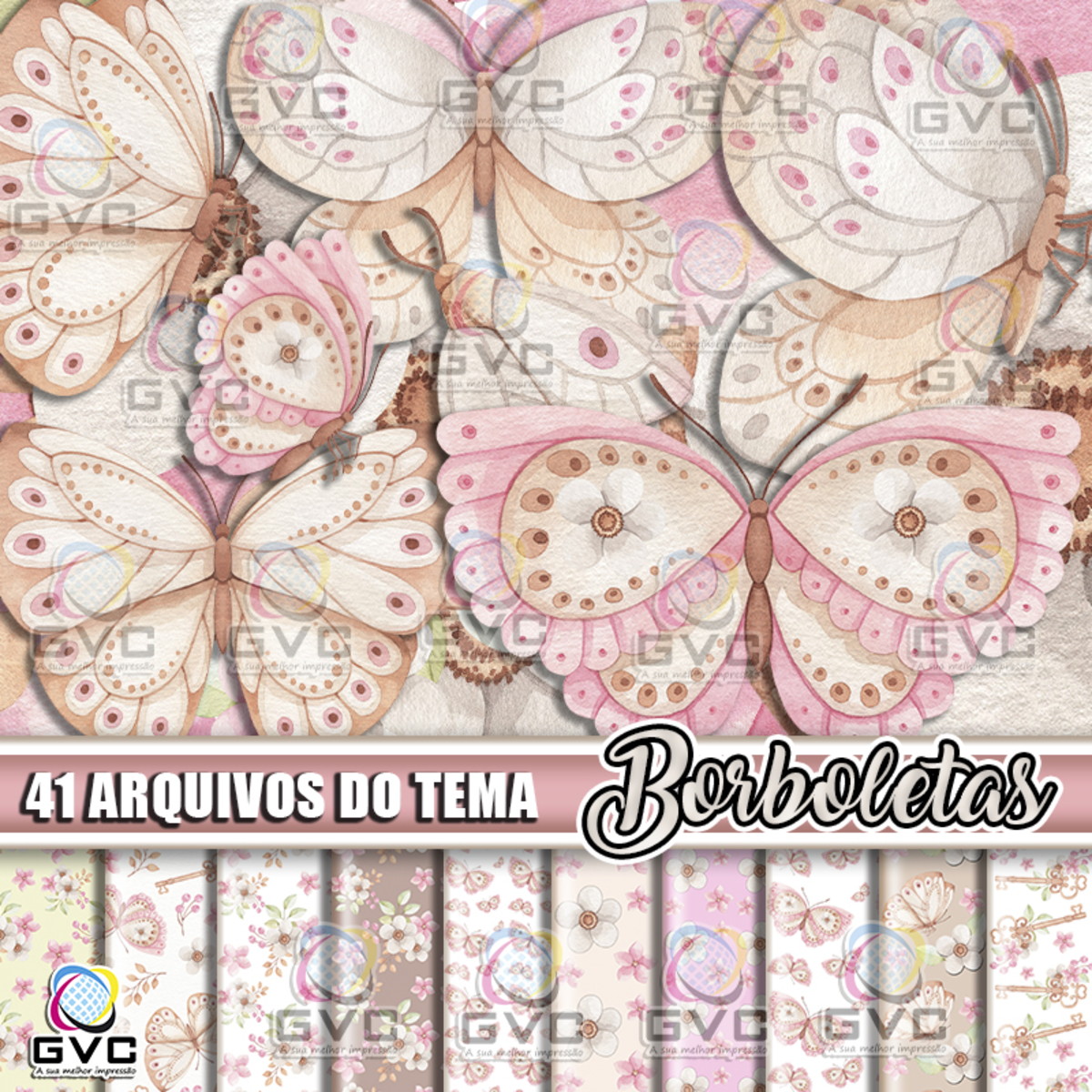 Kit Digital Borboleta Aquarela