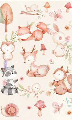 Kit Digital Bosque Encantado Aquarela- 114